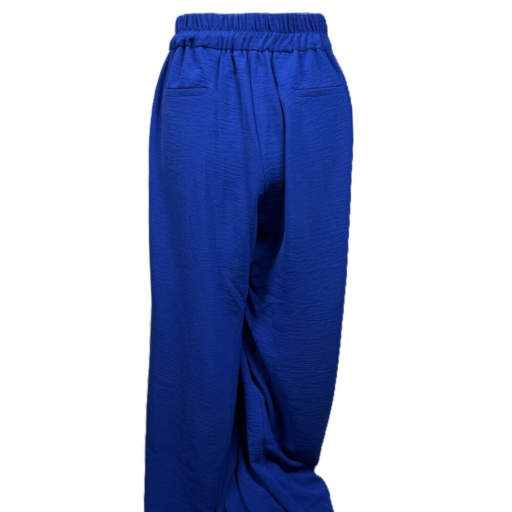 Tulléa Los Angeles Royal Blue Wide Leg Flowy Pants Size XL Elastic Waist Pleated - Picture 7 of 9
